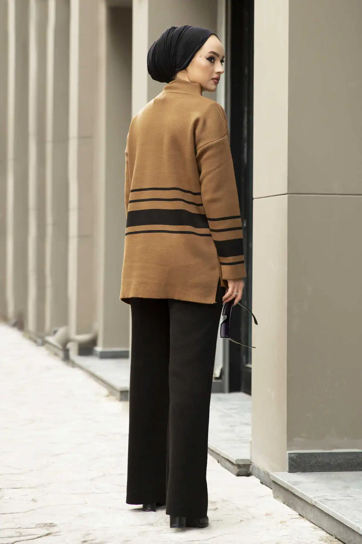 Детали ленты хиджаб Трикотажный костюм кофейный зимний осенний 2021 Стандартный