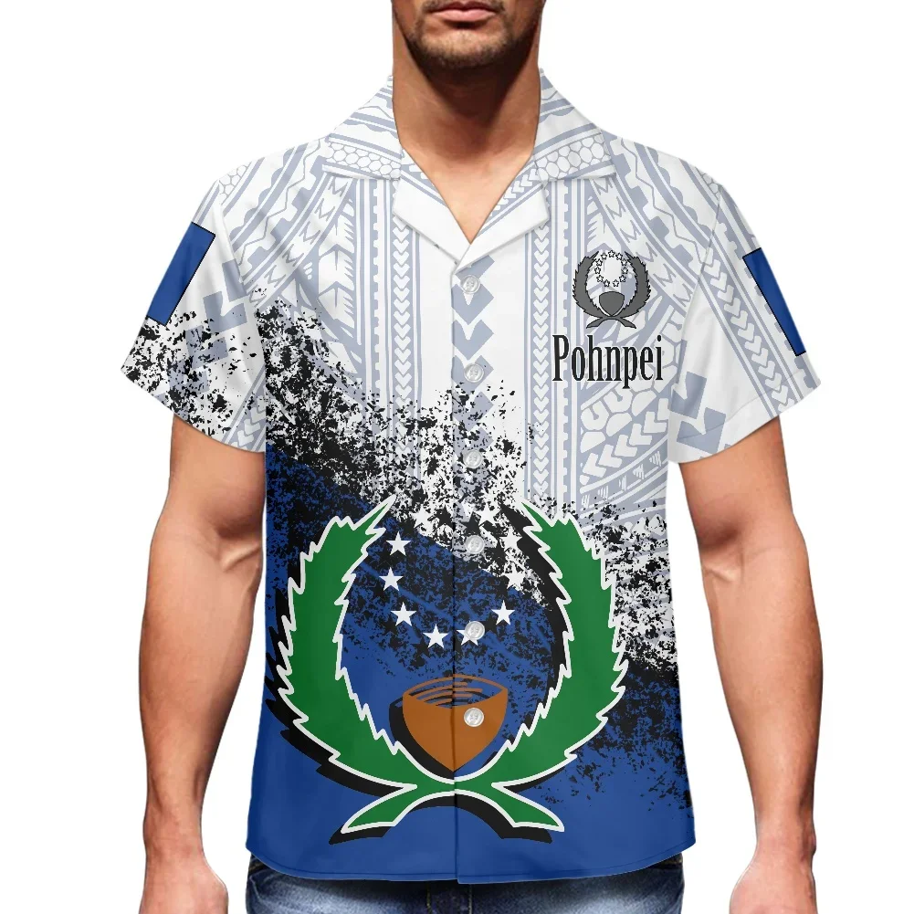 Понпей-полинезийские винтажные мужские рубашки с татуировками для отдыха