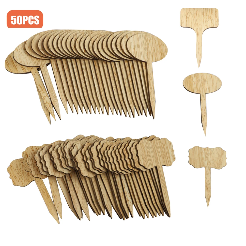 

50PCS T-Type Bamboo Plant Labels Eco-Friendly Wooden Plant Sign Tags Garden Markers for Bonsai Seed Potted Herbs Flowers Tool