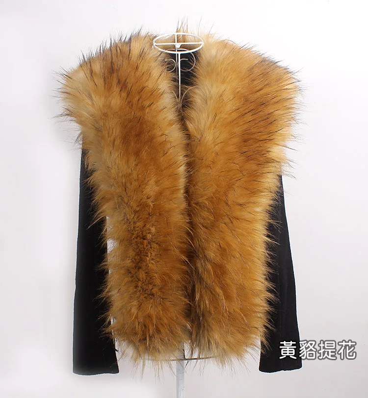 Qearlstar 2019 Супер роскошный шарф из искусственного меха енота 160*20 см Украшение зимней куртки пальто Утолщение теплые обертки шали воротник ZKG10 вкл.