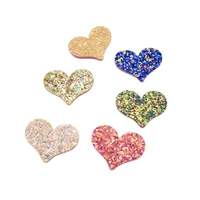 50pcs 3 82 8cm glitter heart padded appliqued for diy handmade kawaii children hair clip accessories hat shoes