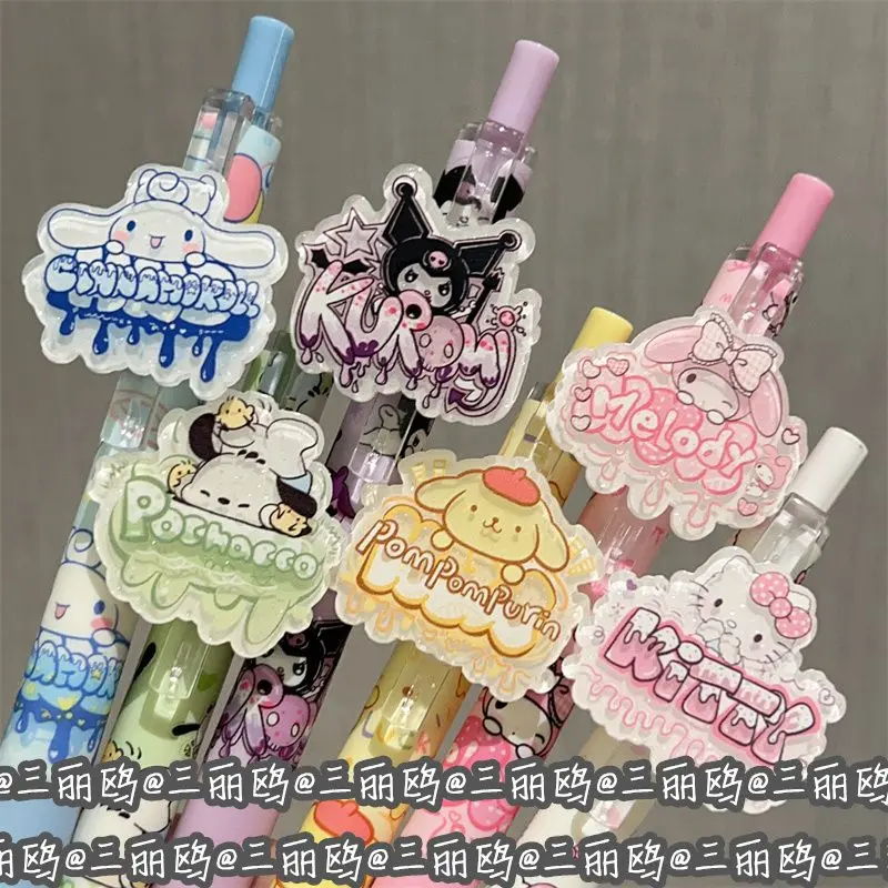 

Sanrio Hello Kitty Hello Kitty Pressing Pen My Melody Pom Pom Purin Kuromi Cartoon Pen Student Children Learning Stationery Gift