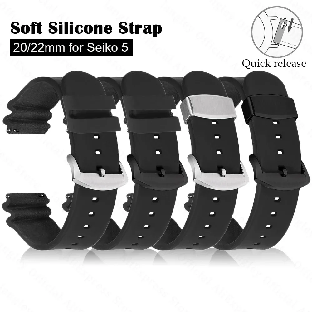 

20mm 22mm Silicone Watch Band for SEIKO Diving SKX007 Rubber Watch Strap Ring Buckle Men Sport Bracelet Quick Release Smartband