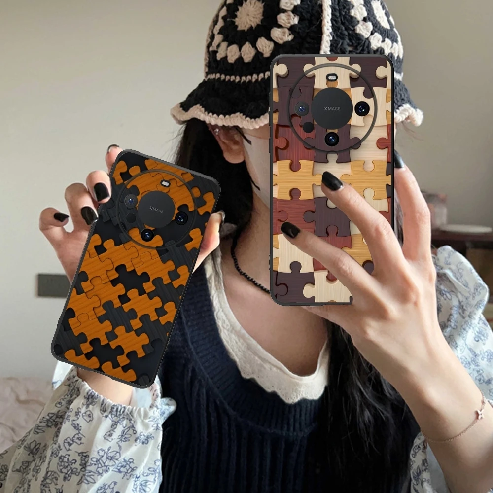 Puzzle Pretty Fashion Mobile Cell Phone Case for Huawei Mate 60 50 40 30 20 10 Pro Plus Lite E 5G Black Soft Cover Shell