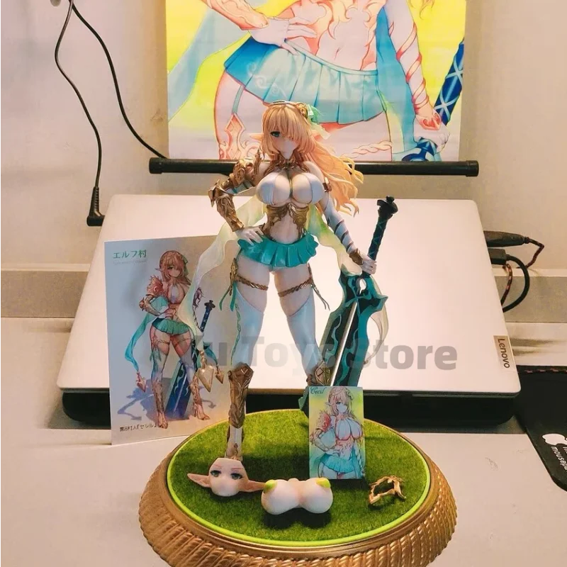 Original 25cm Vertex Elf Village Figurine Anime Removable Collectible 8th Villager Cecile Antenna Hentai Figure Clothes Model To