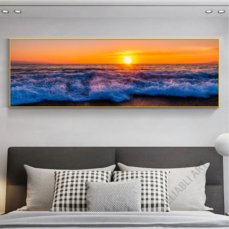 Морской пейзаж HD изображения холст живопись закат корабль океан фотография для