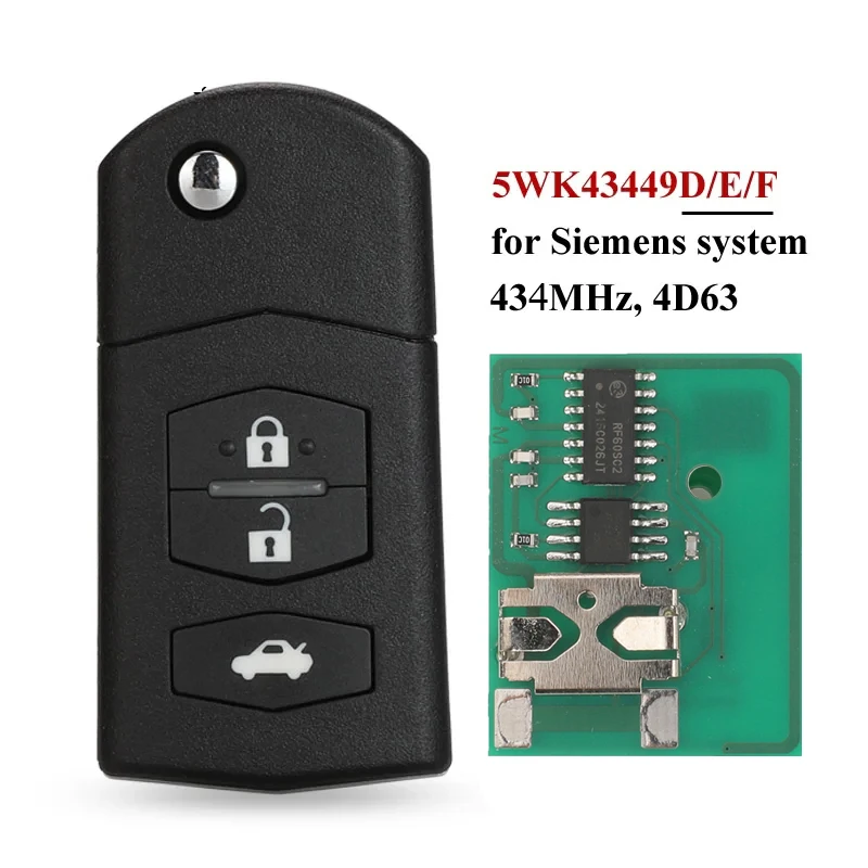 

Jingyuqin 3BTN флип-брелок для автомобиля для Mazda 5WK43449D/5WK43449E/5WK43449F 434 МГц M2 Demio M3 Axela M5 Premacy M6 Atenza