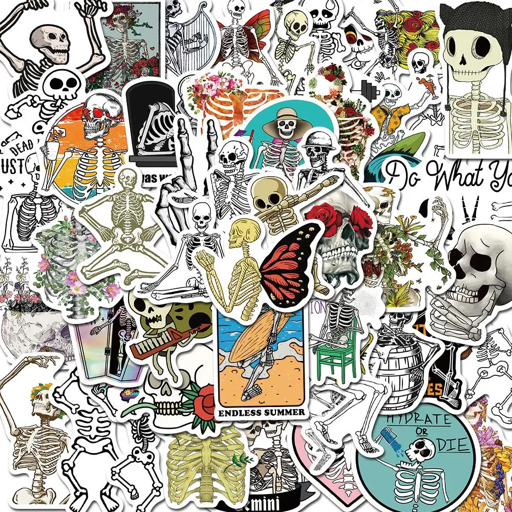

10/50PCS Cool Funny Skeleton Skeleton Sticker Funny Sticker for DIY Luggage Laptop Motorcycle Suitcase Kid Toy