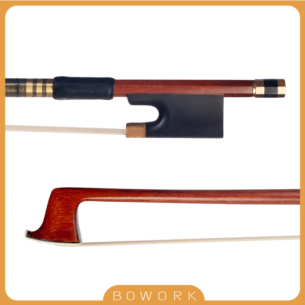 Handmade 4/4 Size Fiddle Bow Pernambuco Stick Ebony Frog Real Mongolia Horsehair Straight Nice Balance Fast Response Sweet Tone
