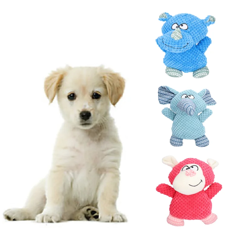 

Dog Plush Squeak Toy Cute Animal Shape Squeaky Interactive Puppy Chewing Toy Molar Cleaning Teeth Plush Toy for Small Medium Dog
