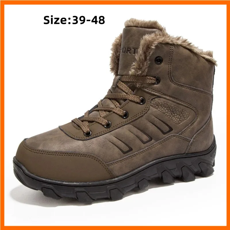 

Men Boots Winter Outdoor Sneakers Mens Snow Boots Keep Warm Plush Boots Plush Ankle Snow Work Casual Shoes for Mal