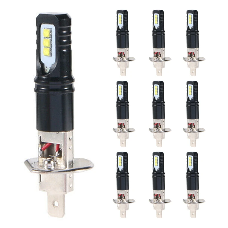 

10 шт., Автомобильные светодиодные лампы H1 6000K 100 Вт