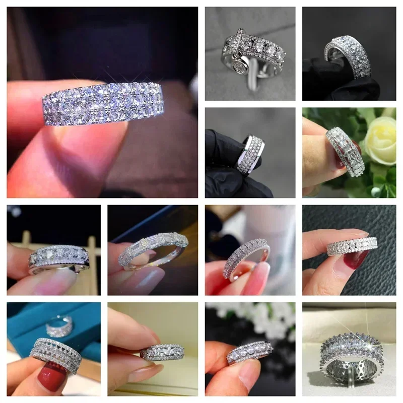 Новинка ослепительные серебряные кольца на палец для женщин AAA белый кубический