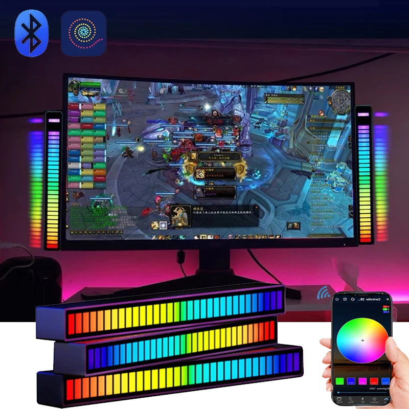 

RGB Music Sound Control LED Lights App Control Pickup Light Rhythm Ambient Light For Car Tv Game Computer Desktop Decora lights
