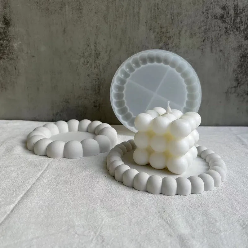 

Круглая силиконовая 3D подставка для пузырьков, поднос для хранения пластин, гипсовая смола, форма «сделай сам», домашний декор, глина, цемен...