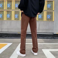 2022 solid color punk clothing vintage casual wide leg joggers pants tight zipper large size mens jumpsuit man trouser m 3xl