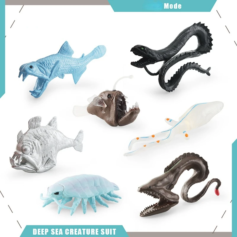 

Simulation Wide-pharynx Big-eyed Squid Ax Fish Venomous Snake Fish Dragon Fish Deep-sea Biological Model Figurine D'action Toys
