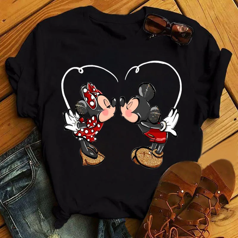 

Disney Mickey Mouse Print Cotton T-shirt Women's Harajuku Aesthetic Grey Top T-shirt New Summer 2022 fashion women's T-shirt