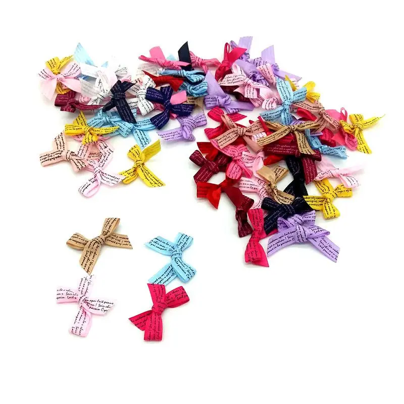 

50/100Pcs/lot Handmade Ribbon Pre Tied Satin Gift Package Bow Wedding Embellishment for craft supplies scrapbooking Accessory
