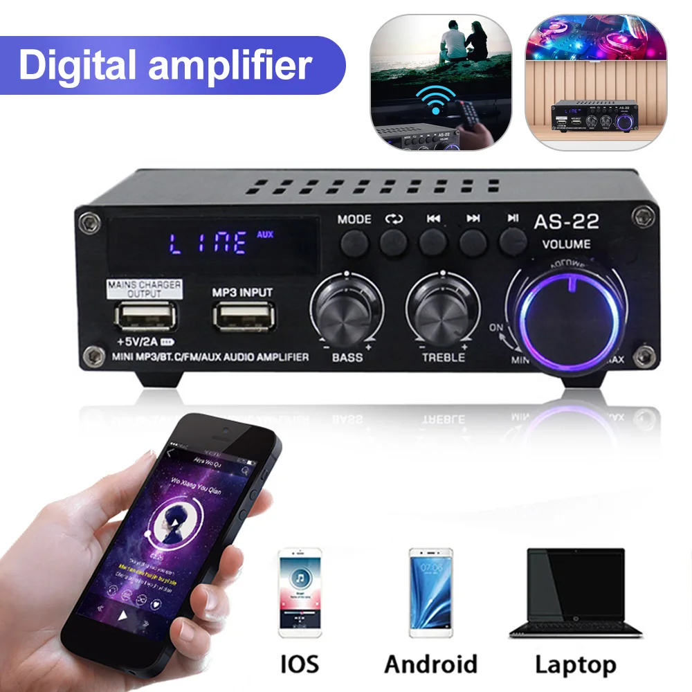 

AK45 800W Home Digital Amplifiers Audio Bass Audio Power Bluetooth Amplifier Hifi FM Music Subwoofer Speakers USB SD Mic Input