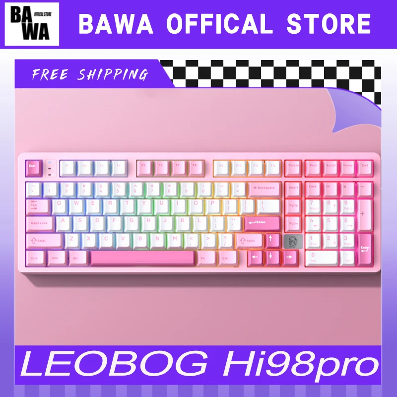 LEOBOG Hi98Pro Mechanical Keyboard Aluminum Three Mode Hot Swap Wireless Gaming Customized Gasket PC Gamer Accessories