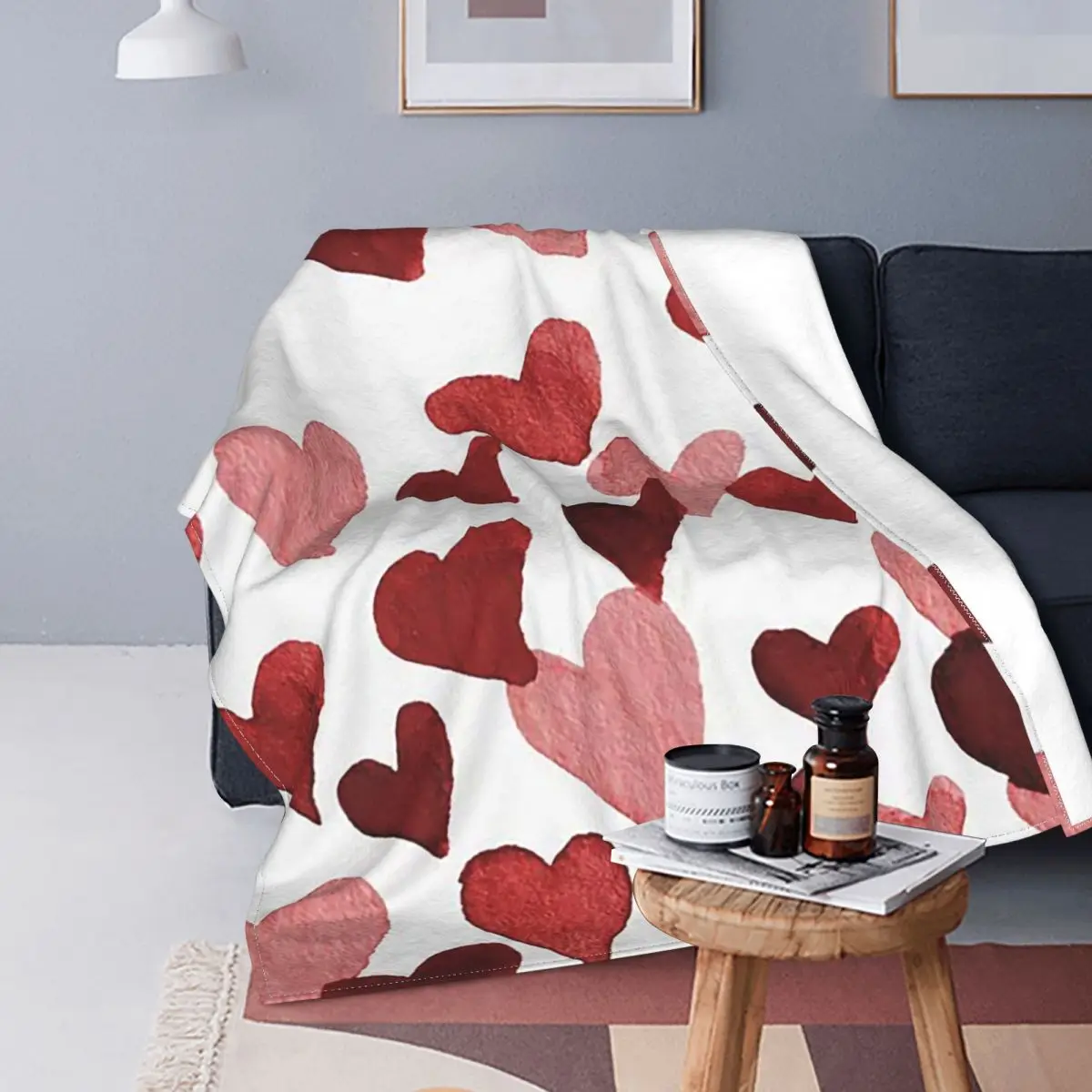 

Valentines Day Love Heart Blankets Flannel Summer Romantic Gift Multifunction Lightweight Throw Blankets for Home Office Quilt