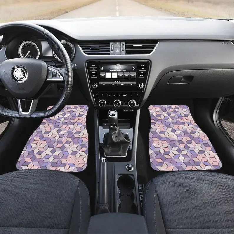 

Blue Purple Abstract Art Car Floor Mats Set, Front and Back Floor Mats for Car, Car Accessories