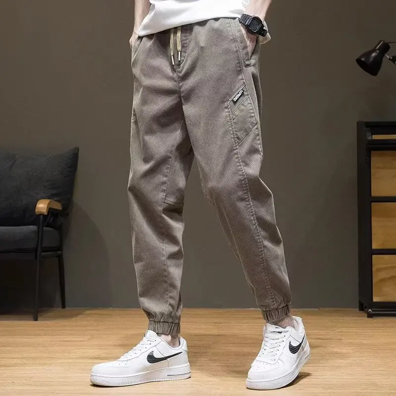 Брюки-карго мужские с эластичным поясом модные штаны в японском стиле