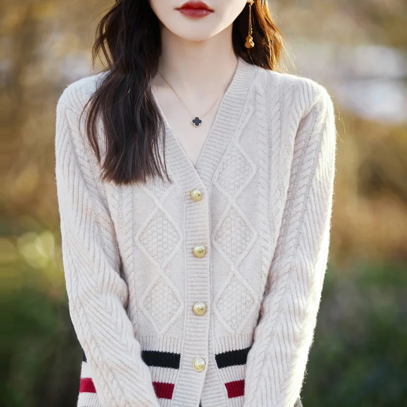 Новинка 2024 кардиган из 100% мериносовой шерсти осенне-зимний кашемировый свитер