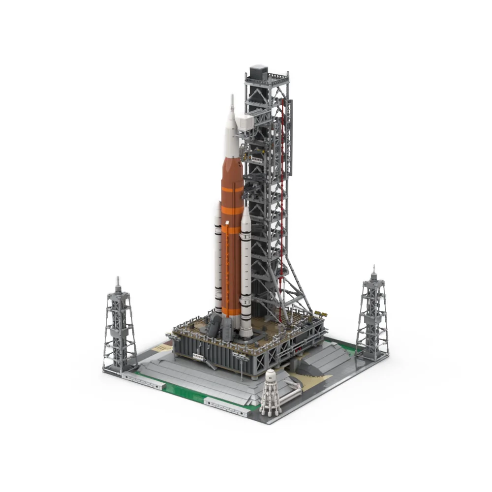 Фото Модульная система космического запуска MOC Artemis, строительные блоки, модель Ariane 5, ECA, космическая ракета, кирпичи SpaceX Falcon, тяжелая игрушка, подарок для детей №2
