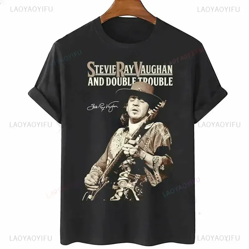 Фото Мужская и женская футболка Stevie Ray Vaughan Guitar Blues Rock Legend SRV унисекс с круглым вырезом модные графические футболки мужская уличная одежда №1