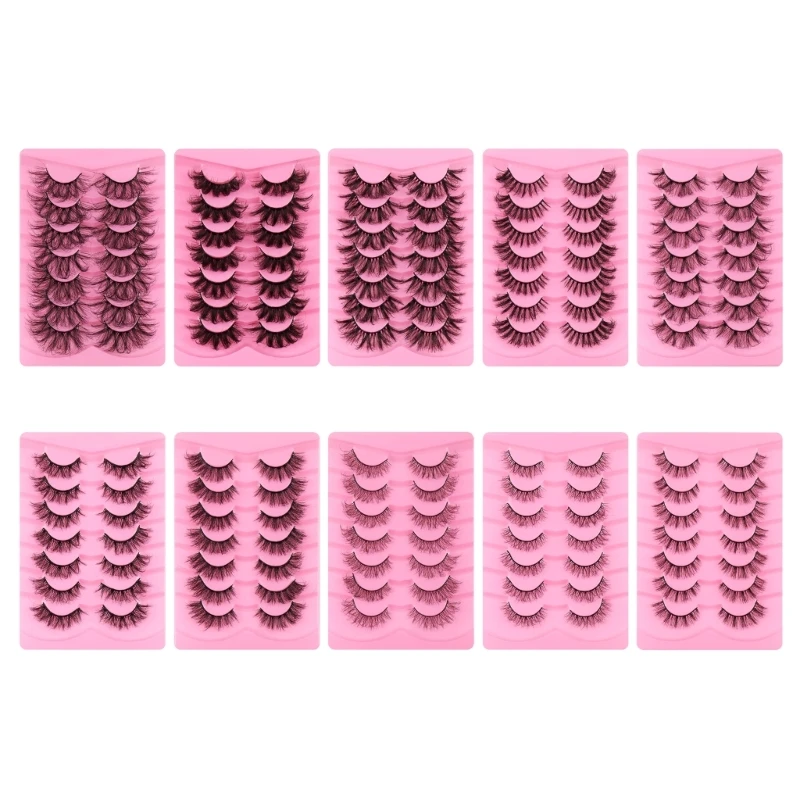 

7 Pair Cat-Eye Fluffy-Faux Mink Lashes Lashes Long Thick Natural False Eyelashes Drop Shipping