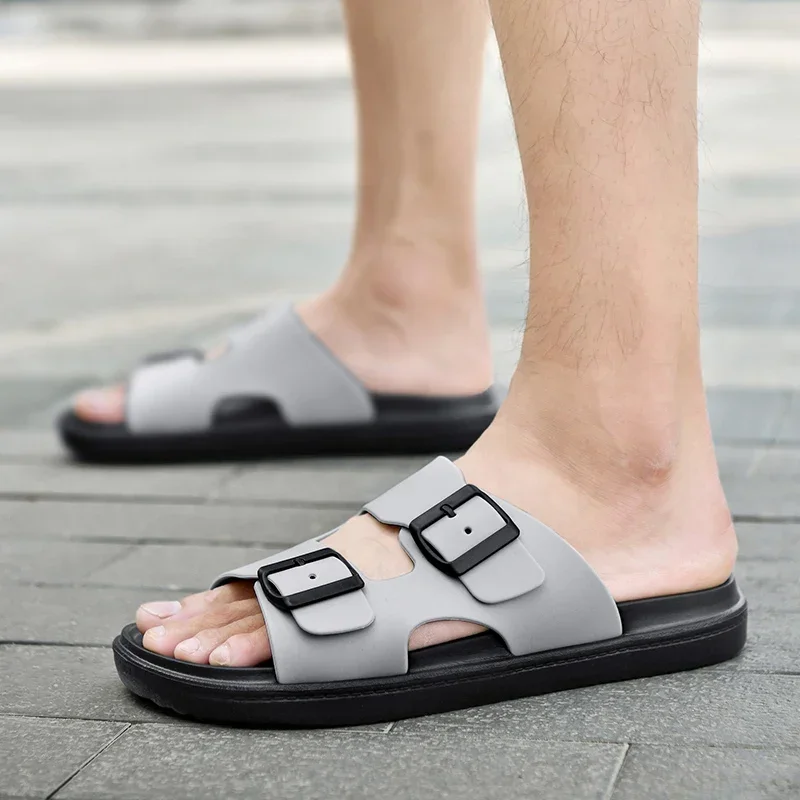 Сандалии мужские на толстой нескользящей подошве удобные шлепанцы с