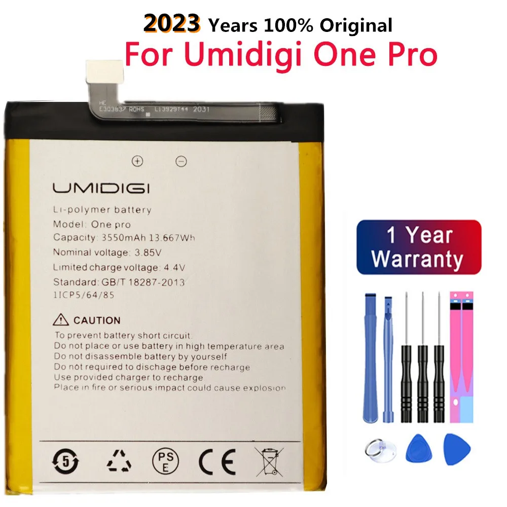 

2023 New 100% Original UMI Replacement Battery For Umidigi One Pro Onepro 3550mAh Smart Mobile Phone Battery Bateria + tools