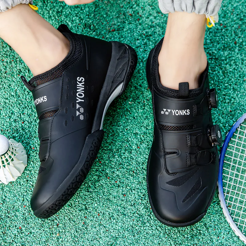 New men's and women's universal comfortable light breathable double rotary buckle badminton shoes sneakers
