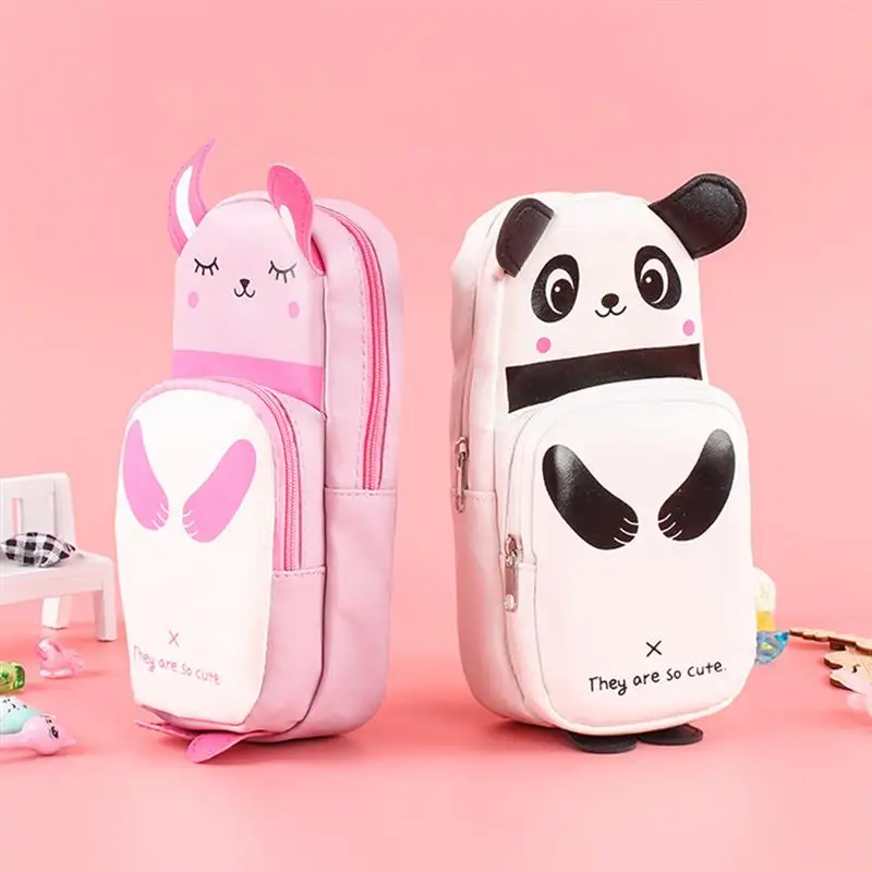 

2Pcs Adorable Pencil Case Rabbit Panda Pen Cases Lovely Pen Pencil Bags Students Stationery
