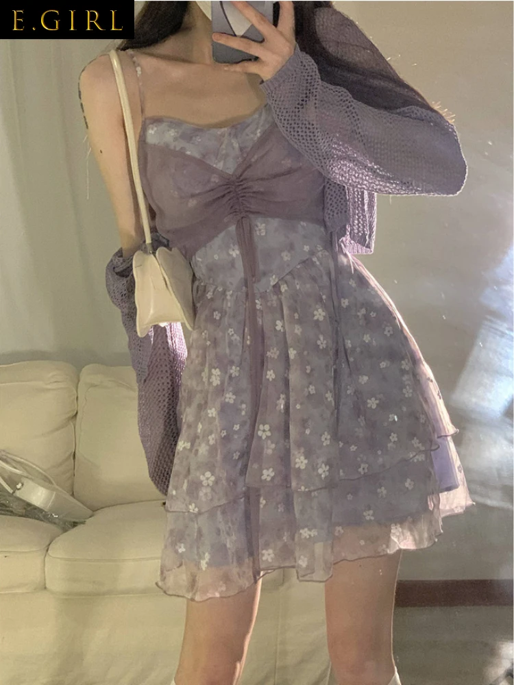 

Floral Elegant Mini Dress Women Japanese Style Sleeveless Sexy Strap Dress Elegant Fashion Beach Party Dress Korean Summer 2022