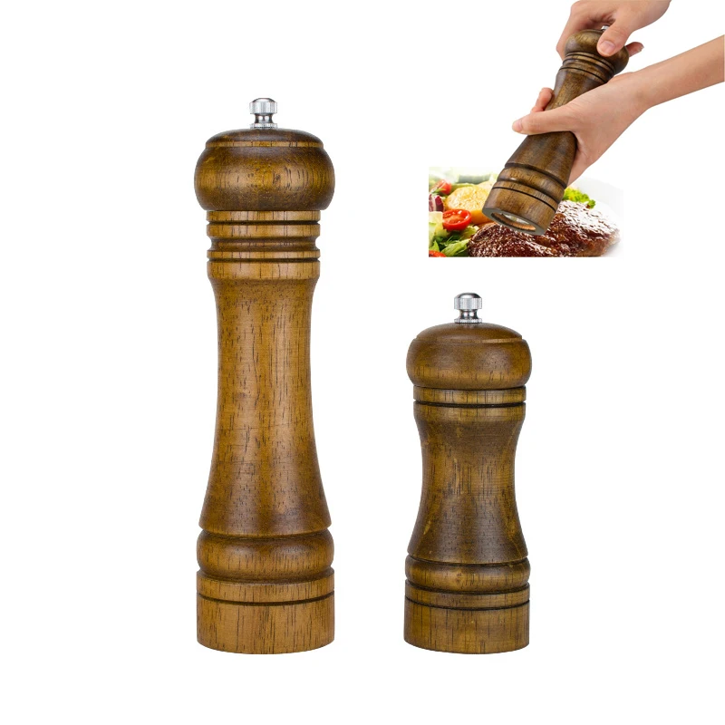 5/8 Inch Salt and Pepper Grinder Solid Wood Spice Pepper Mill with Strong Adjustable Ceramic Grinder Kitchen Cooking Tools