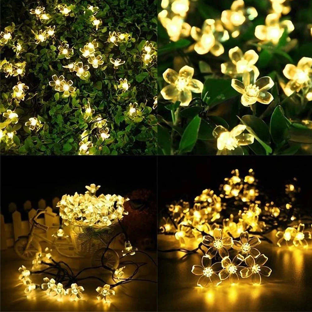 Уличная садовая Водонепроницаемая Свадебная гирлянда теплого белого цвета в