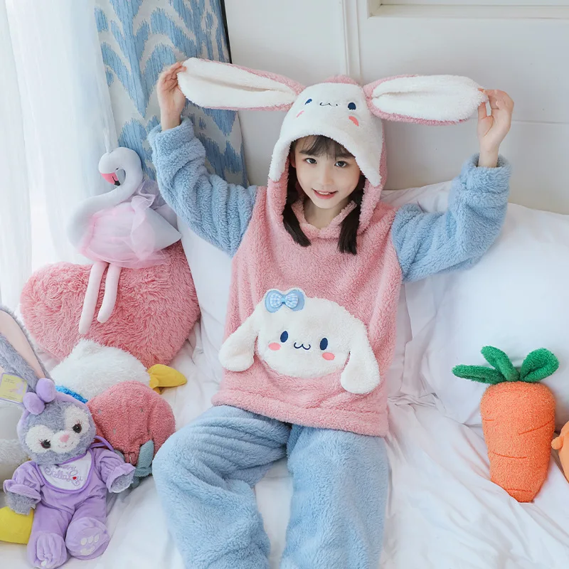 

2022 Sanrioed аниме Cinnamoroll плюшевые детские пижамы фланелевые флисовые Детские теплые пижамы с капюшоном для младенцев