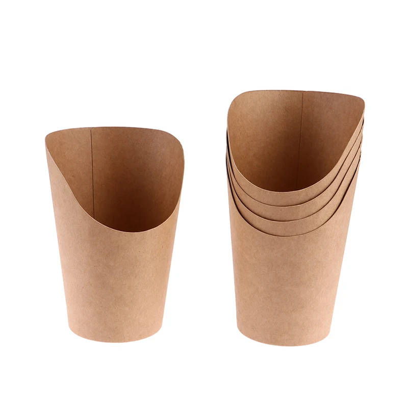 

10Pcs Disposal Take-Out Party Dessert Supplies Baking Cakes Paper Cups Egg Puff 14oz Fries Chips Snack Kraft Paper Cups Holder