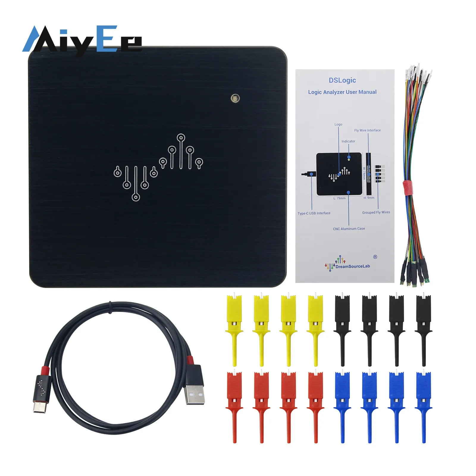 Фото DSLogic U2Basic / DSLogic Plus 16-канальный логический анализатор USB 2,0 100 МГц Частота дискретизации 64 Мбит Аппаратная память Отладка №1