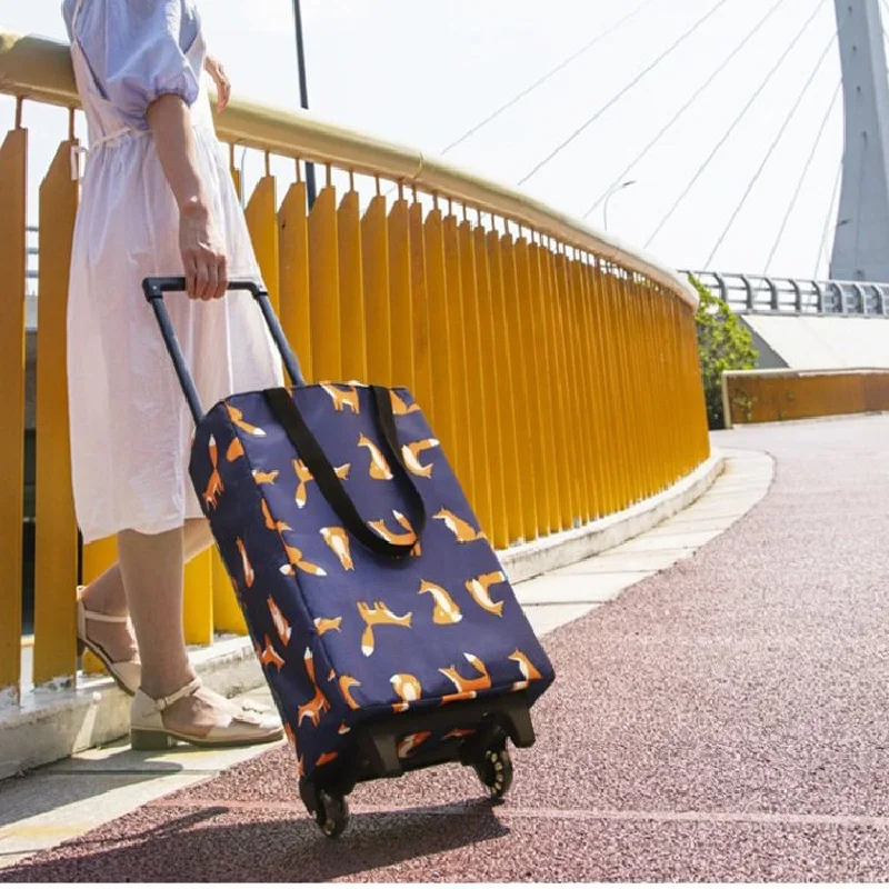 Folding Shopping Bag Women's Big Pull Cart Bags For Organizer Portable Buy Vegetables Trolley On Wheels The Market | Дом и сад