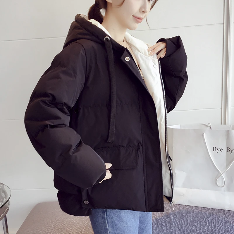 Women Winter Clothes Coat Bubble Short Puffer Jacket Streetwear 2023 New Loose Thickened Hooded Cotton Coats Parkas Down Jackets