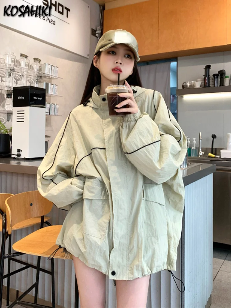 

Line Design Elegant Zipper Long Sleeve Women Jacket Loose All Match Solid Tops Women Y2k Aesthetic Casual Fashion Harajuku Coat