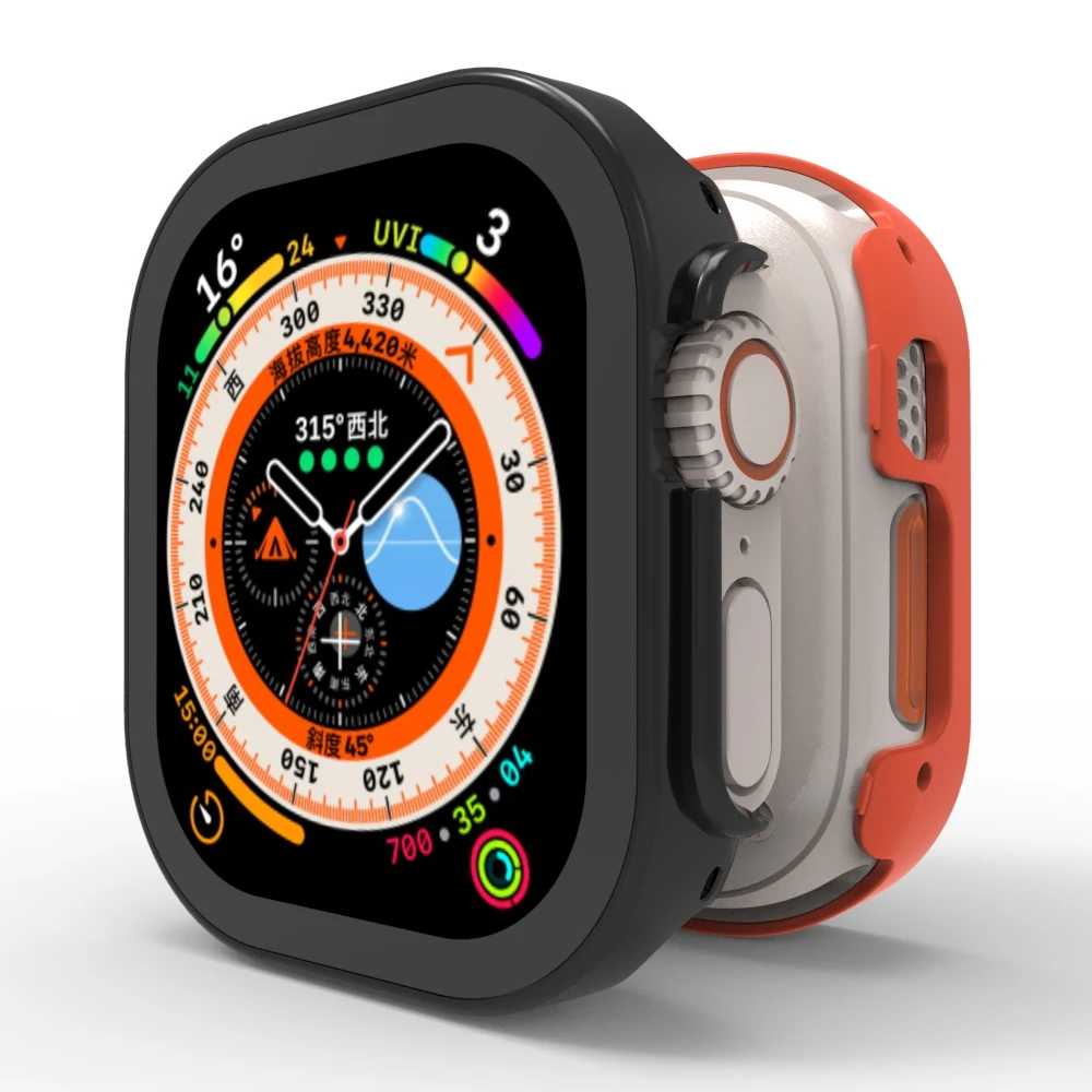 Case+Glass Protection Apple Watch Case Series Tempered glass Bumper for iWatch Protector Ultra 49mm Cover