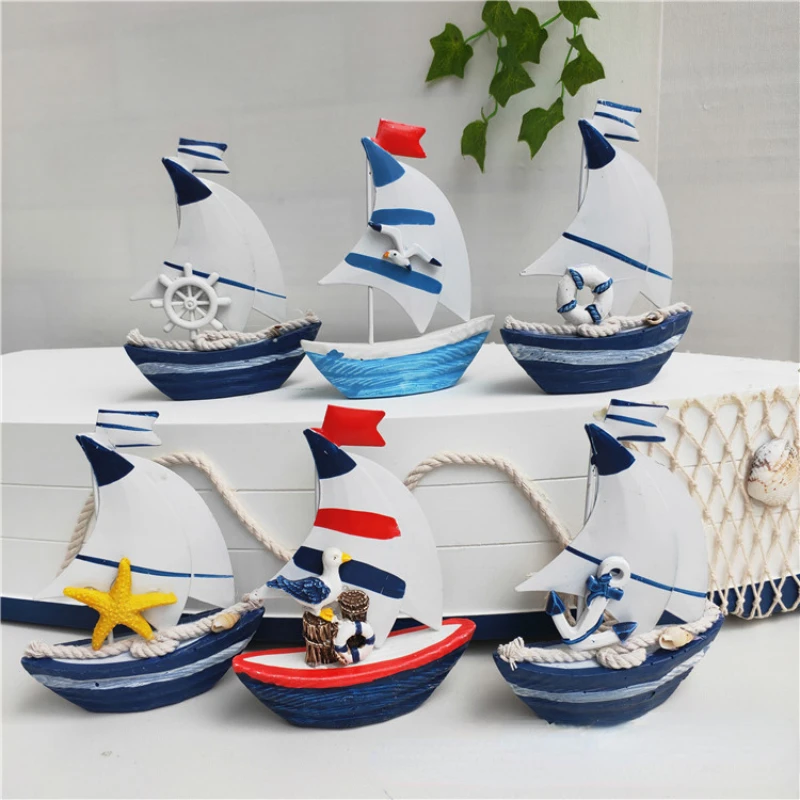 

Creative Mini Sailboat Mediterranean Iron Sheet Sailboat Model Sailboat Smooth Sailing Table DecorationDecorative for Small
