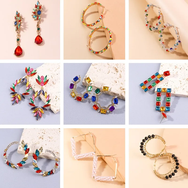 

Elegant Colorful Crystal Stud Earrings for Women Romantic Earrings Brincos Femme Girls Party Holiday Jewelry Accessories
