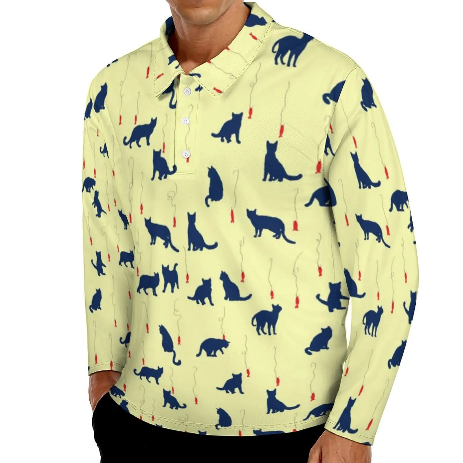 

Футболка-поло мужская с длинным рукавом и принтом животных