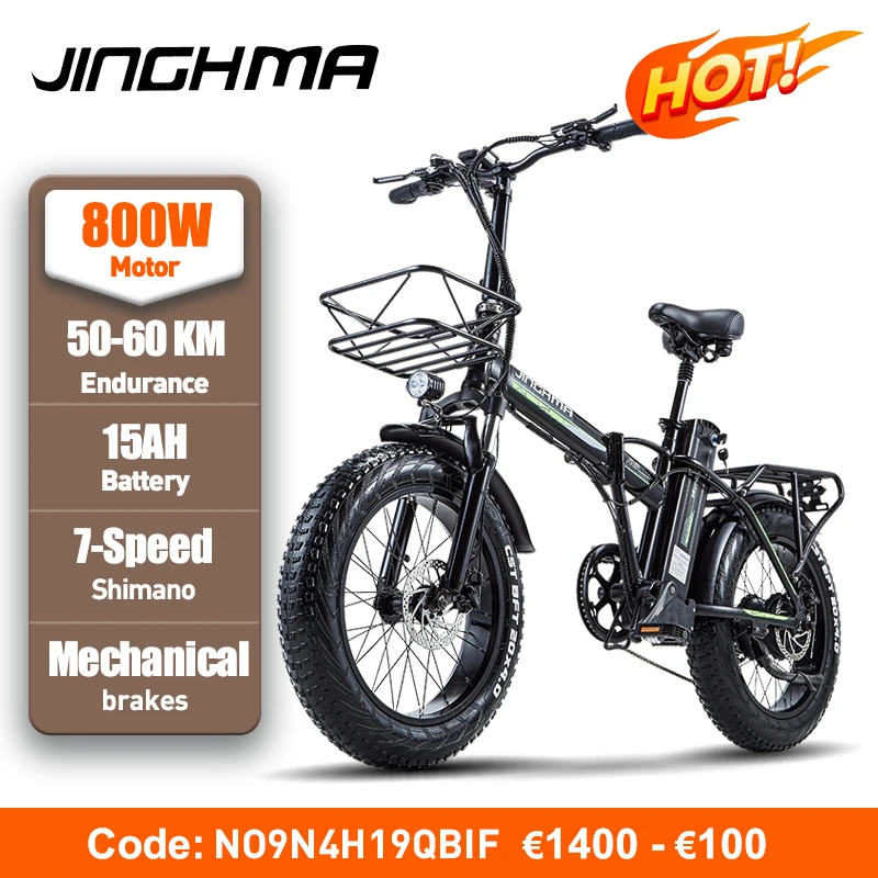 

Jingma R8800w Adult Electric Bicycle 48V30AH Lithium Battery Folding Electric Bicycle 4.0 Fat Tire Mountain Bike 20 inch Motorcy